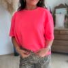 T shirt fluide ultra doux rose néon  - Modèle Gina