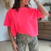 T shirt fluide ultra doux rose néon  - Modèle Gina