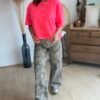 T shirt fluide ultra doux rose néon  - Modèle Gina