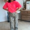 T shirt fluide ultra doux rose néon  - Modèle Gina