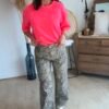 T shirt fluide ultra doux rose néon  - Modèle Gina