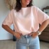 T shirt fluide ultra doux rose pastel - Modèle Gina