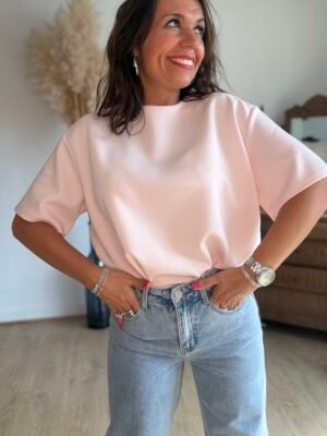 T shirt fluide ultra doux rose pastel - Modèle Gina