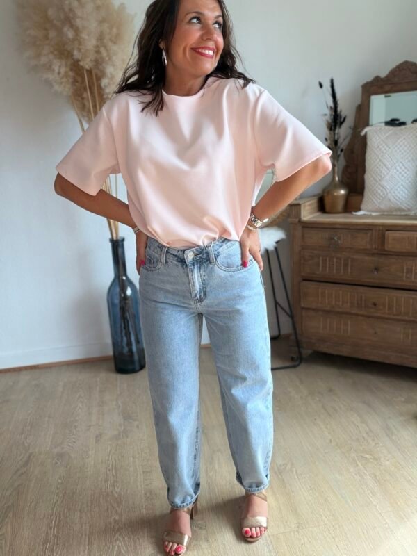 T shirt fluide ultra doux rose pastel - Modèle Gina
