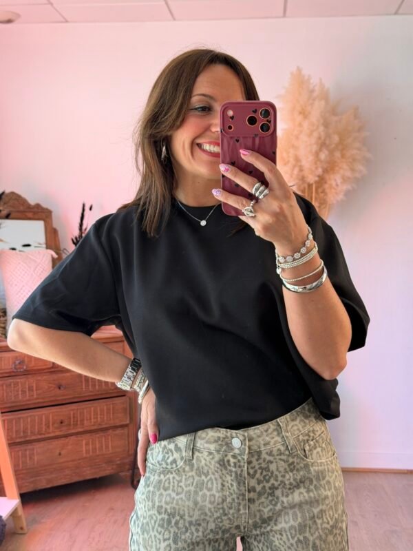T shirt fluide ultra doux noir - Modèle Gina