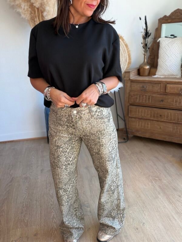 Jean léopard clair Wide Leg - Modèle Murielle