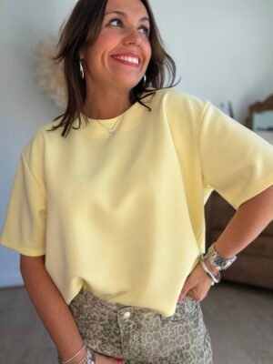 T shirt fluide ultra doux jaune pastel - Modèle Gina