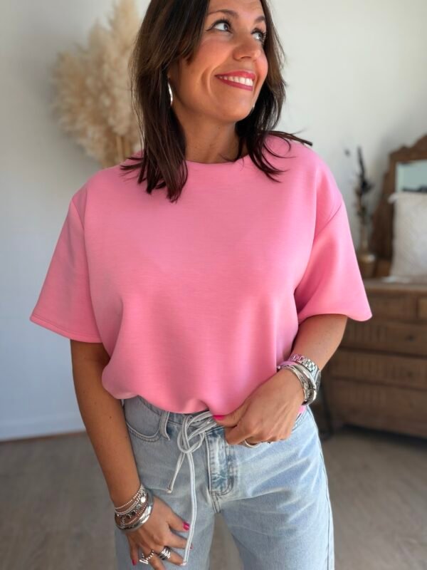 T shirt fluide ultra doux rose bonbon - Modèle Gina