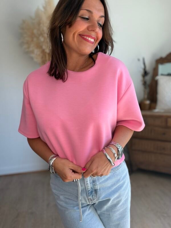 T shirt fluide ultra doux rose bonbon - Modèle Gina