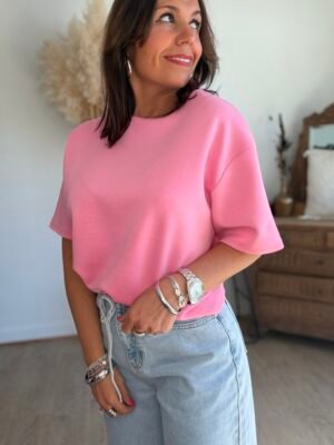 T shirt fluide ultra doux rose bonbon - Modèle Gina