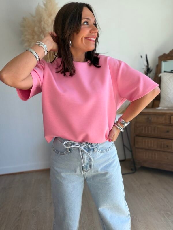 T shirt fluide ultra doux rose bonbon - Modèle Gina
