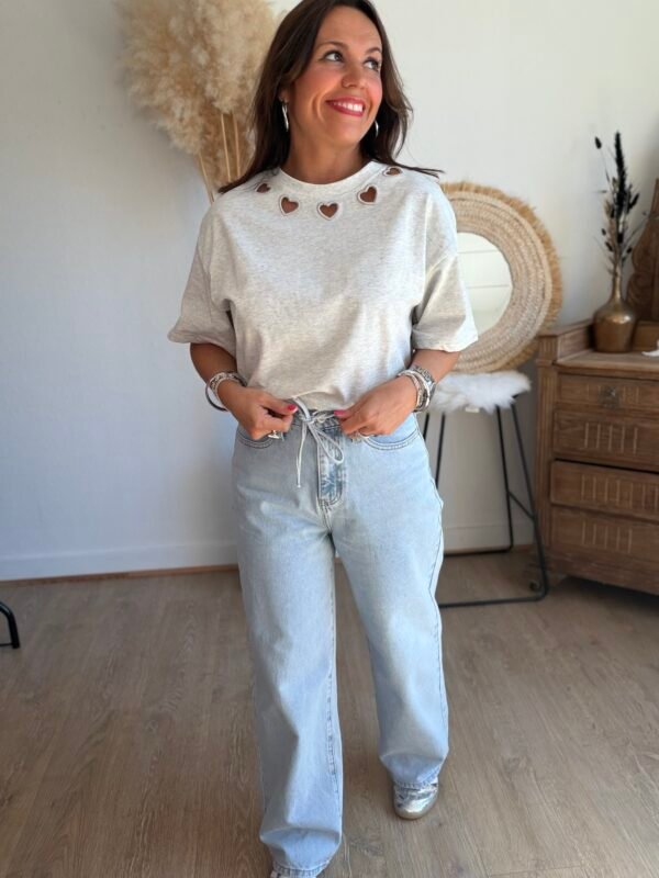 T shirt gris clair - Modèle Naomy