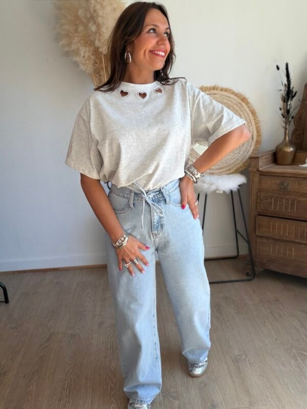 T shirt gris clair - Modèle Naomy