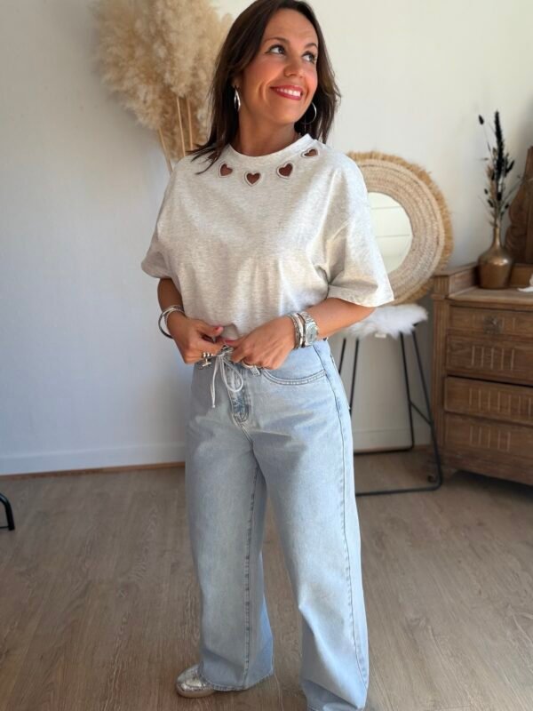 T shirt gris clair - Modèle Naomy