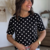T shirt à pois fluide ultra doux noir - Modèle Gladys