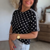 T shirt à pois fluide ultra doux noir - Modèle Gladys