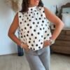 Blouse blanche à pois dos nu - Modèle Dolce Vita