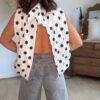 Blouse blanche à pois dos nu - Modèle Dolce Vita