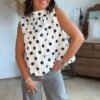 Blouse blanche à pois dos nu - Modèle Dolce Vita