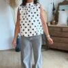 Blouse blanche à pois dos nu - Modèle Dolce Vita