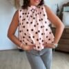 Blouse rose à pois dos nu - Modèle Dolce Vita
