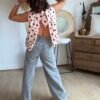 Blouse rose à pois dos nu - Modèle Dolce Vita