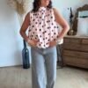 Blouse rose à pois dos nu - Modèle Dolce Vita