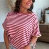 T shirt rayé bordeaux rose - Modèle Hector