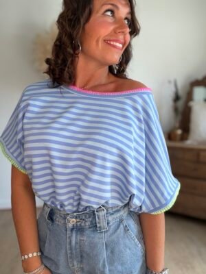 T shirt rayé bleu - Modèle Hector