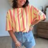 Blouse rayée jaune et rose  - Modèle Leonie