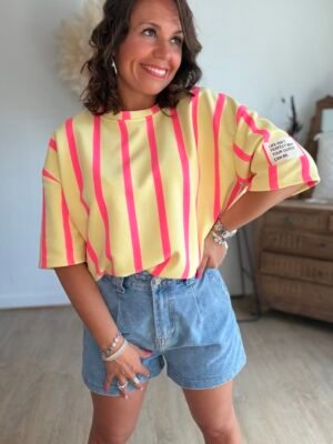 Blouse rayée jaune et rose  - Modèle Leonie