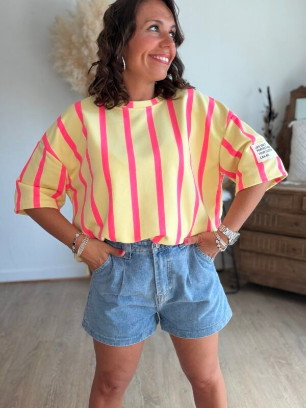 Blouse rayée jaune et rose  - Modèle Leonie