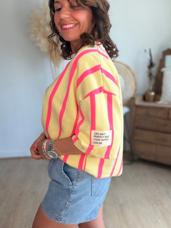 Blouse rayée jaune et rose  - Modèle Leonie