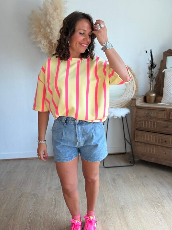 Blouse rayée jaune et rose  - Modèle Leonie