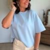 T shirt fluide ultra doux bleu pastel - Modèle Gina