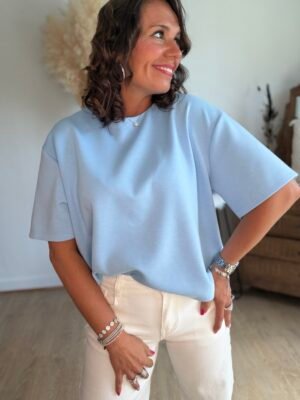 T shirt fluide ultra doux bleu pastel - Modèle Gina