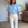 T shirt fluide ultra doux bleu pastel - Modèle Gina
