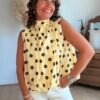 Blouse jaune à pois dos nu - Modèle Dolce Vita