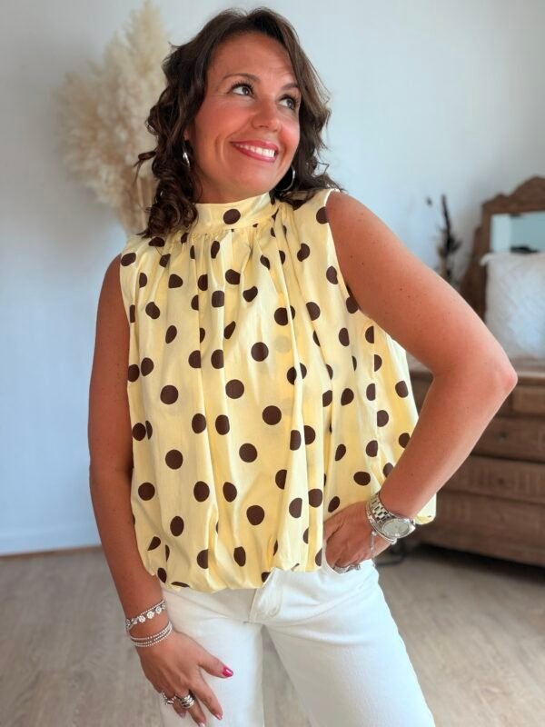 Blouse jaune à pois dos nu - Modèle Dolce Vita
