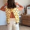 Blouse jaune à pois dos nu - Modèle Dolce Vita