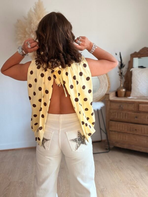 Blouse jaune à pois dos nu - Modèle Dolce Vita