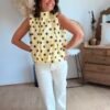 Blouse jaune à pois dos nu - Modèle Dolce Vita