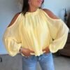Blouse jaune épaules dénudées - Modèle Meline