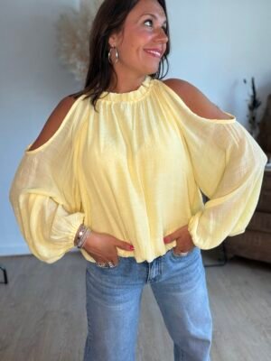 Blouse jaune épaules dénudées - Modèle Meline
