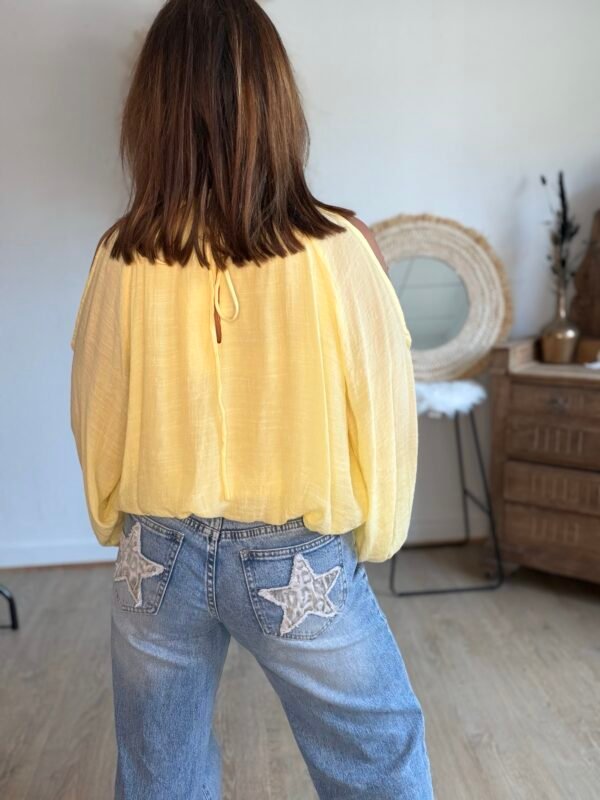 Blouse jaune épaules dénudées - Modèle Meline