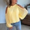 Blouse jaune épaules dénudées - Modèle Meline