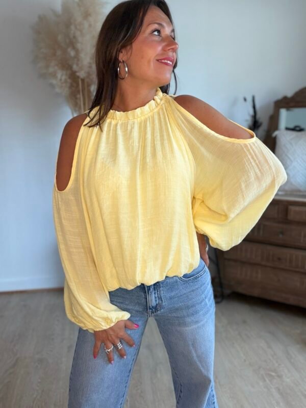Blouse jaune épaules dénudées - Modèle Meline