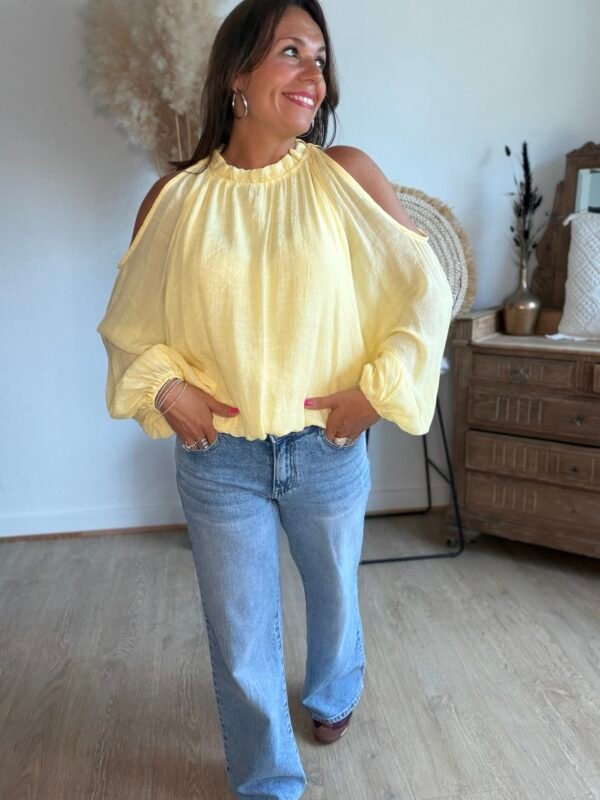 Blouse jaune épaules dénudées - Modèle Meline