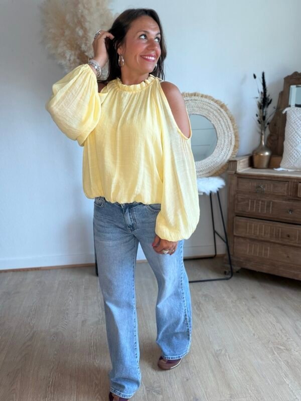 Blouse jaune épaules dénudées - Modèle Meline
