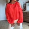 Blouse corail épaules dénudées - Modèle Meline